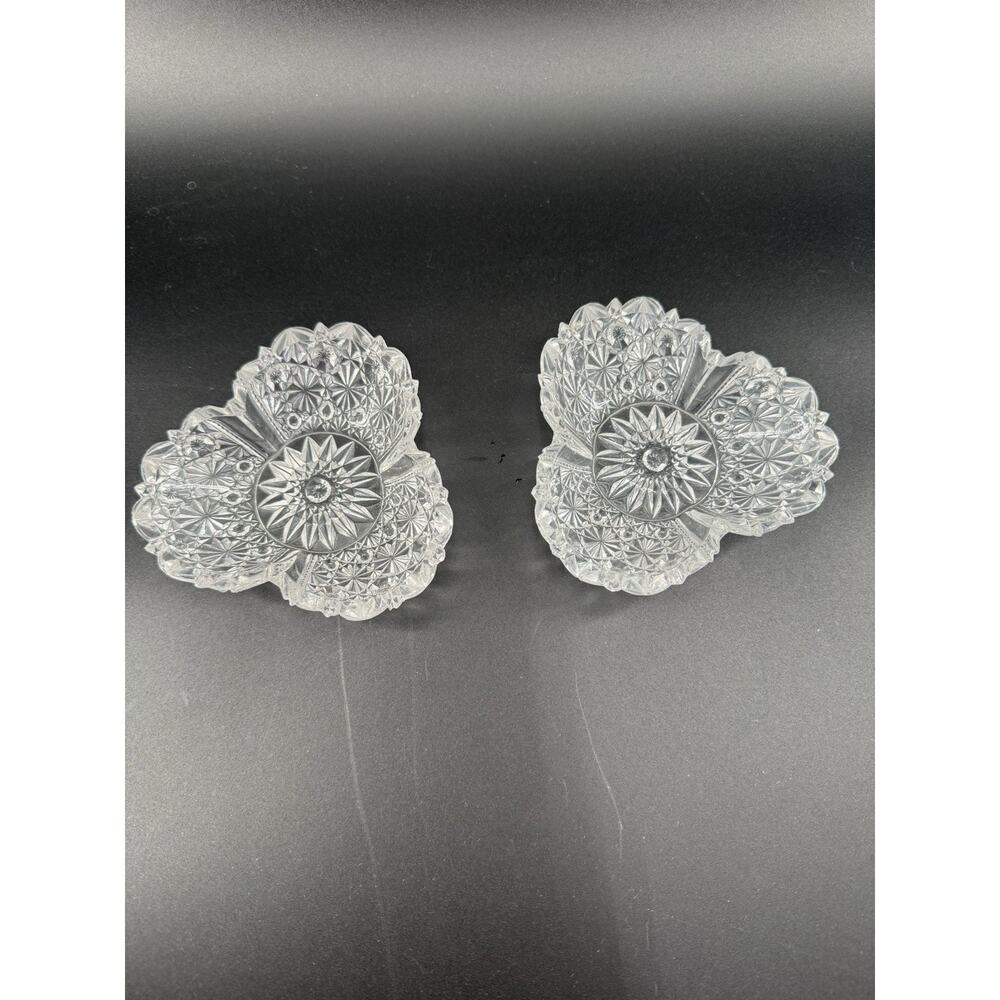 Antique EAPG Duncan & Sons Ellrose Paneled Daisy Glass Dish Bowls Set Of Two